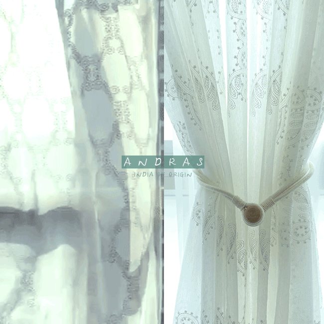 자수커튼 안드라스 화이트